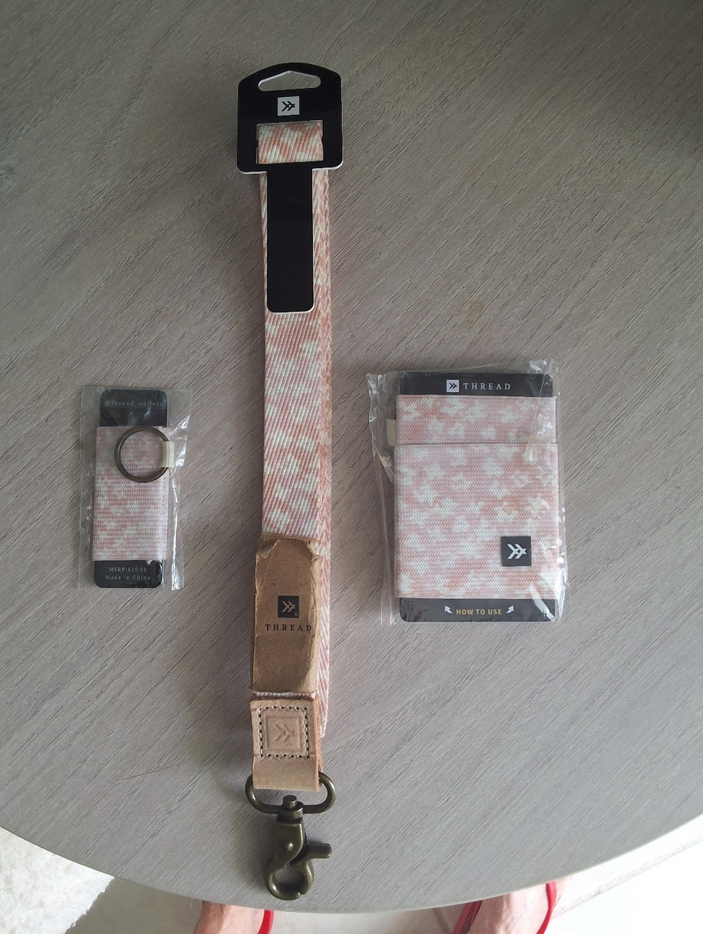 Thread Wallets Pink Floral Elastic Wallet, Lanyard, Lip Balm Holder Set - NWT